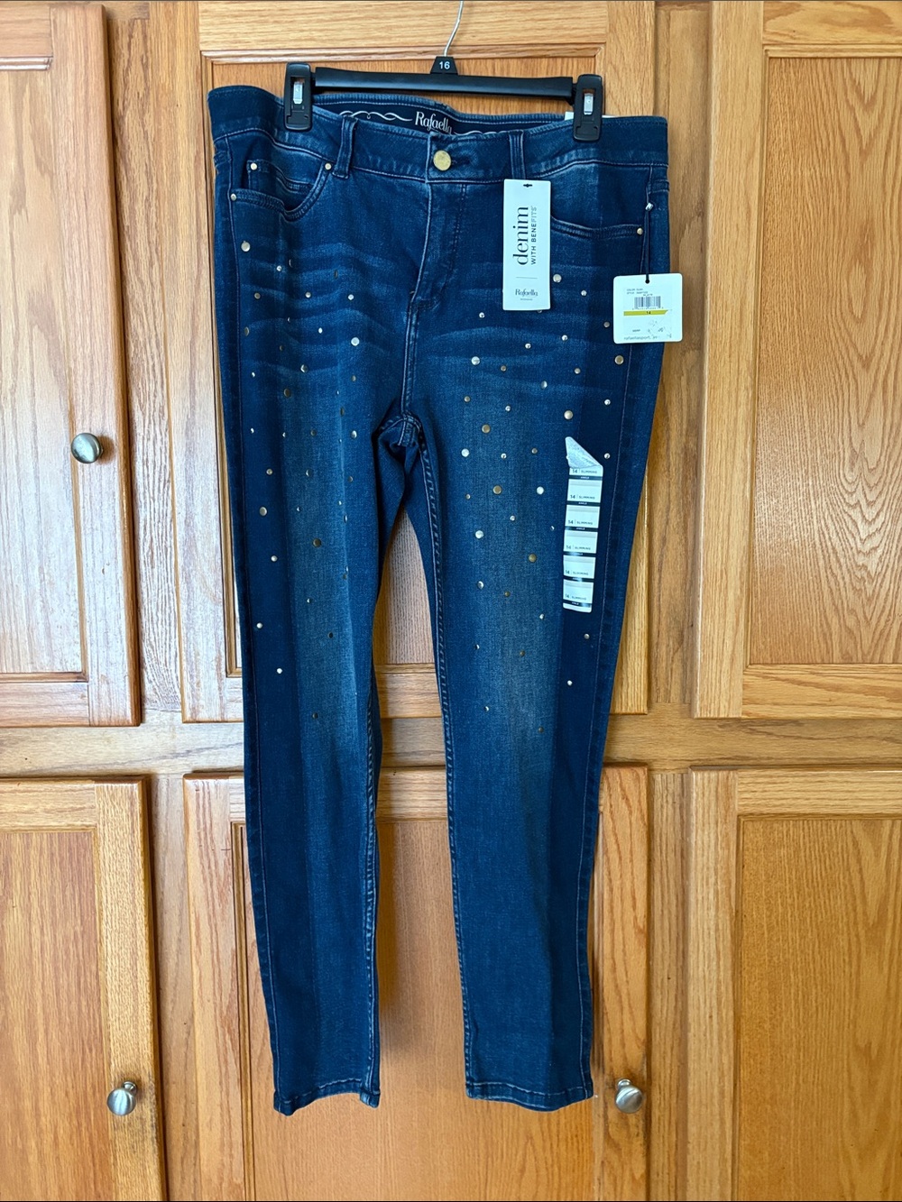 Rafaella Dark Blue Skinny Jeans with Gold Stud Accents